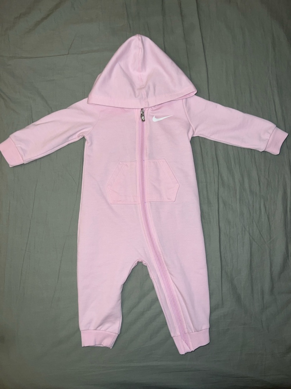 Nike Light Pink Hooded Zip Baby One-Piece Romper